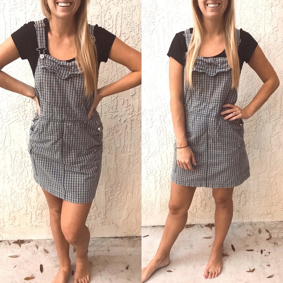 Vintage Dresses & Skirts - 24 HR SALE🔴 Vintage Overalls Checkered Dress
